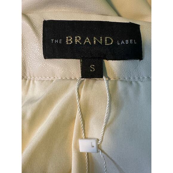 The Brand Label tan faux leather ruched midi skirt size small - Picture 3 of 16